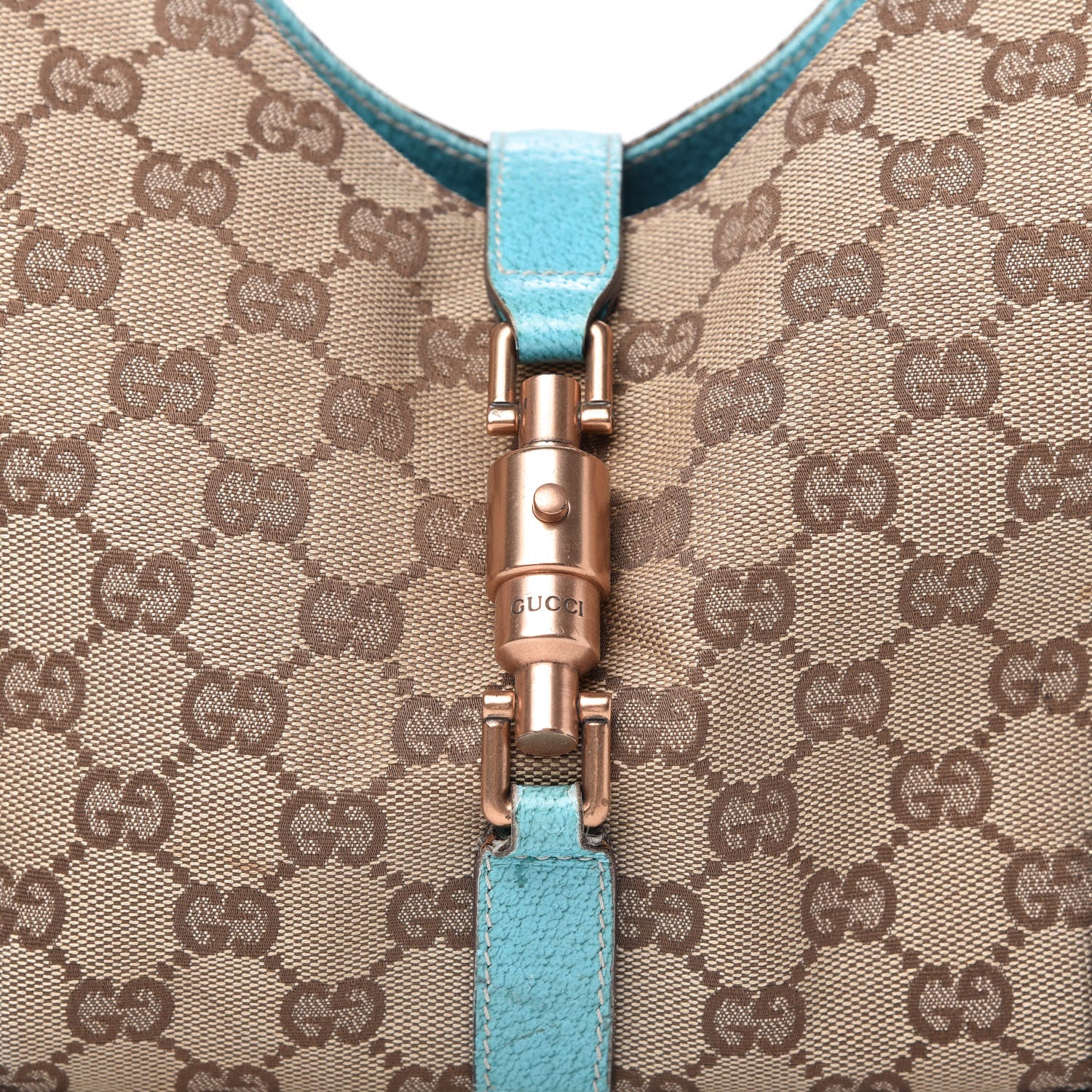 Gucci Monogram Calfskin Large Bardot Shoulder Bag Turquoise 10 of 10