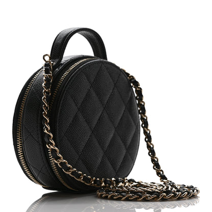 Chanel Caviar Quilted Round Handle With Care Vanity With Chain Black 2 of 8