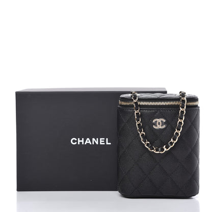 Chanel Caviar Quilted Small Vertical Coco Beauty Vanity Case With Chain Black 8 of 8