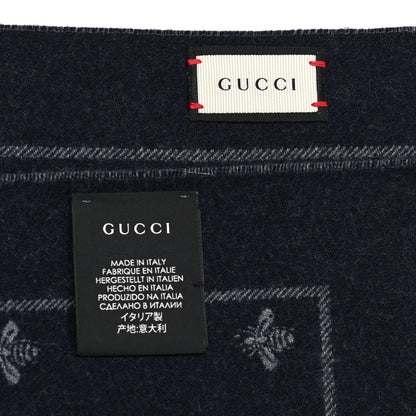 Gucci Wool Bee Costel Scarf Grey Blue 4 of 4