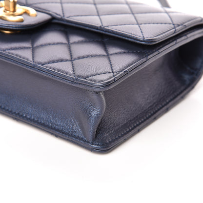 Chanel Iridescent Lambskin Quilted Small Chic Pearls Flap Blue 9 of 10