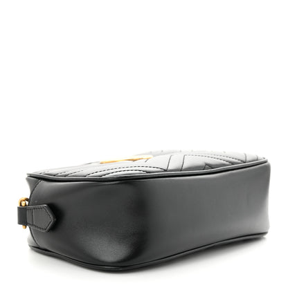 Gucci Calfskin Matelasse Small GG Marmont Chain Shoulder Bag Black 4 of 12
