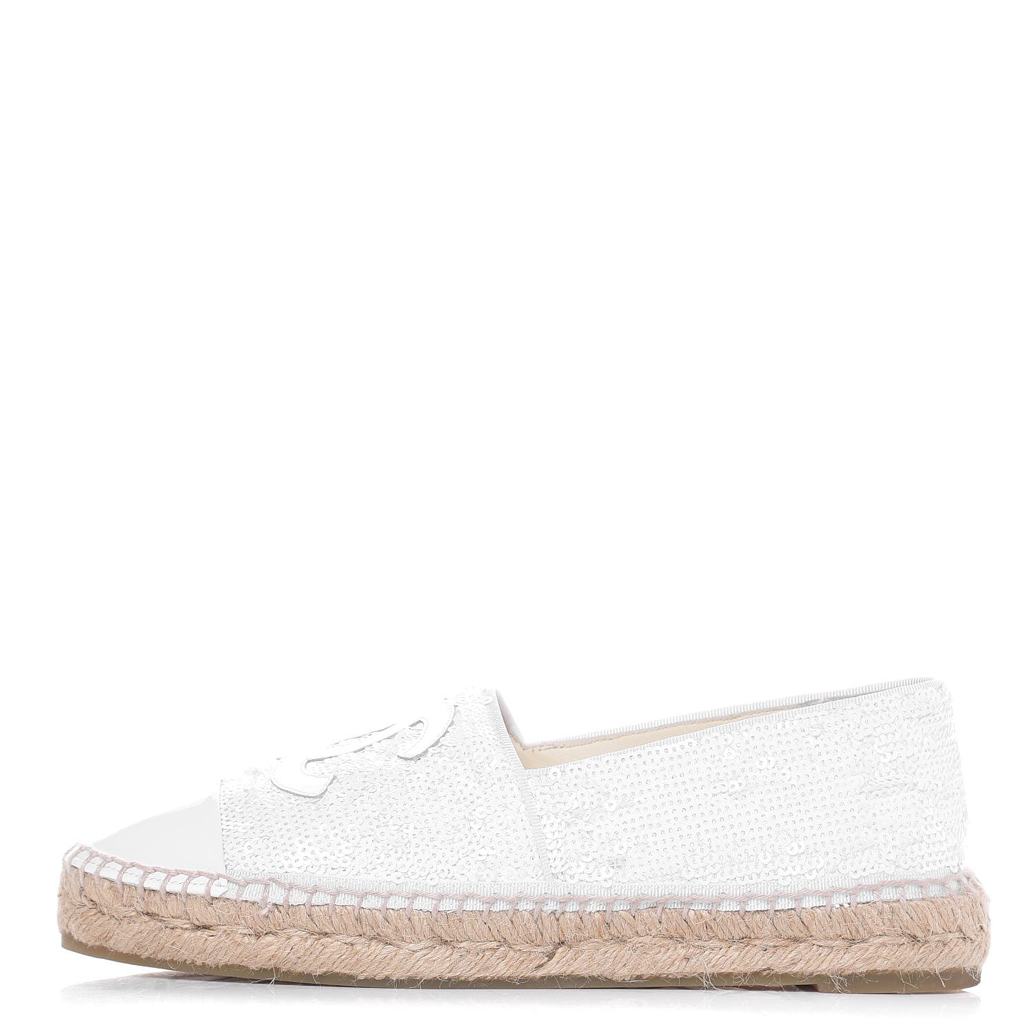 Chanel Patent Sequin CC Espadrilles 38 White 1 of 10
