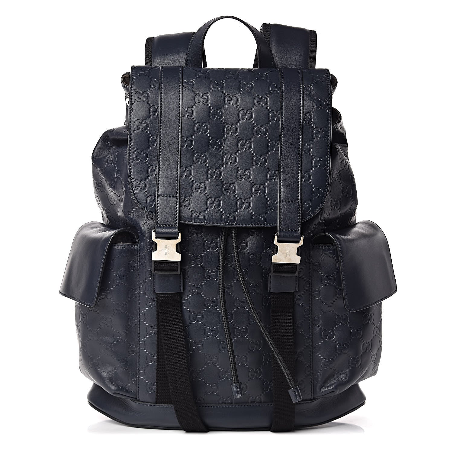 Gucci Guccissima Signature Double Buckle Backpack Blue 1 of 10