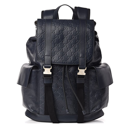 Gucci Guccissima Signature Double Buckle Backpack Blue 1 of 10