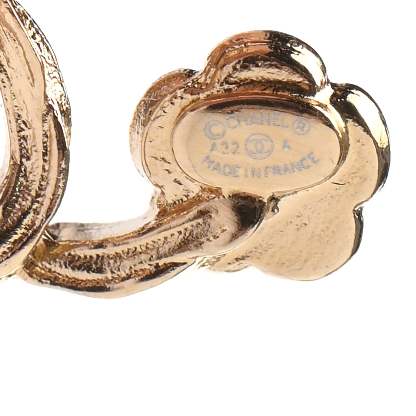Metal Camellia CC Earrings Gold