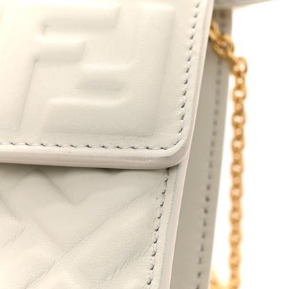 Fendi Nappa Matisse FF Embossed Wallet On Chain Baguette White 13 of 14