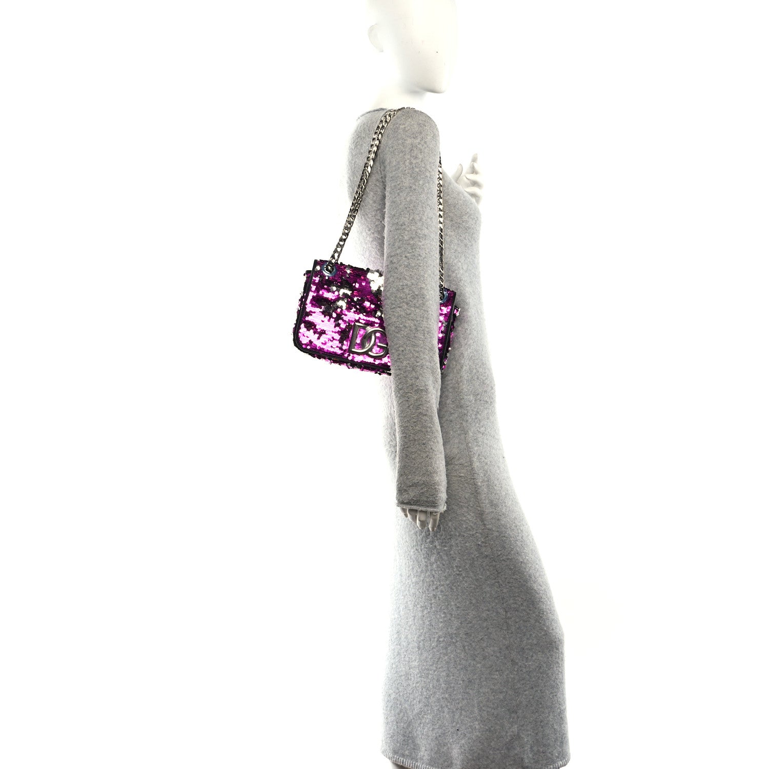 Dolce & Gabbana Sequin DG 3.5 Shoulder Bag Fuxia Argento 2 of 9