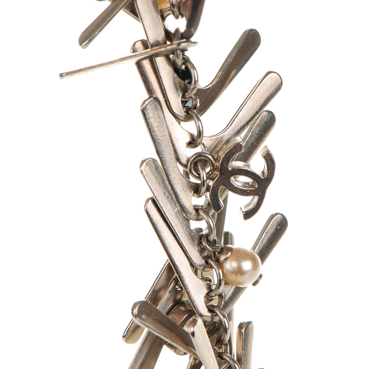 Chanel Pearl Beaded CC Bracelet Silver 5 of 6