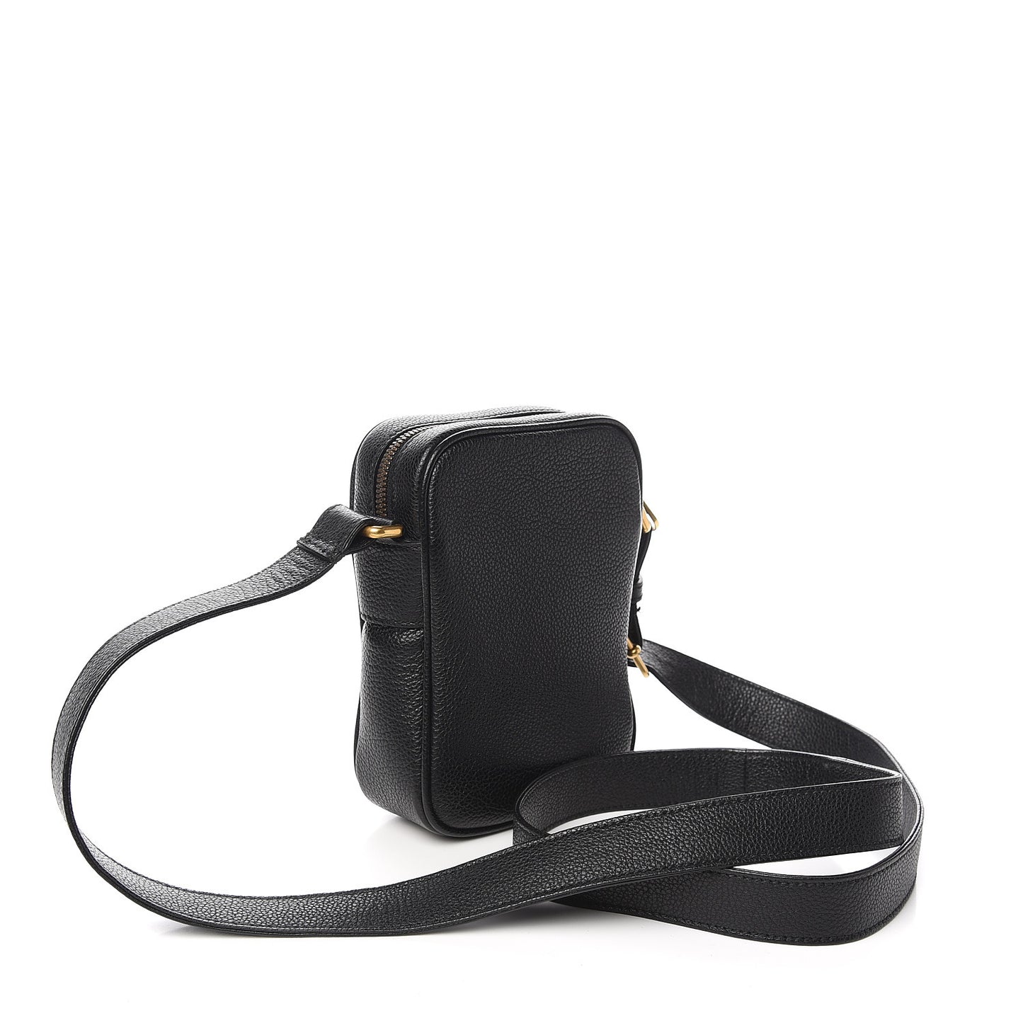 Grained Calfskin Mini Logo Messenger Bag Black