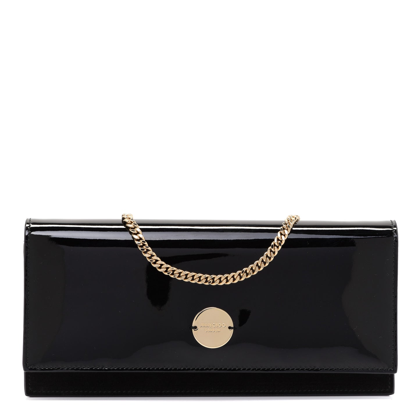 Patent Suede Fie Clutch Black