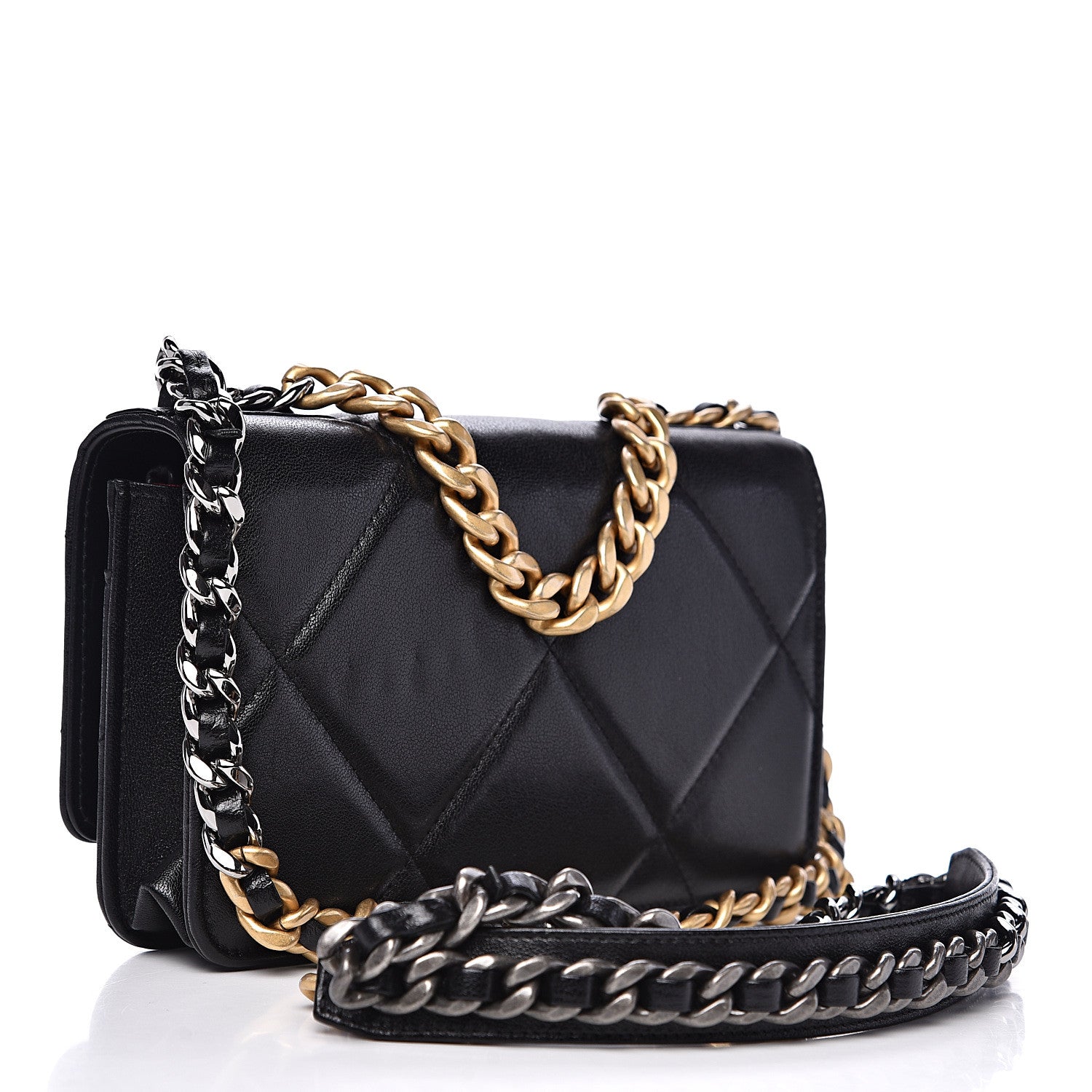 Chanel Goatskin Quilted 19 Wallet On Chain WOC Black 2 of 15