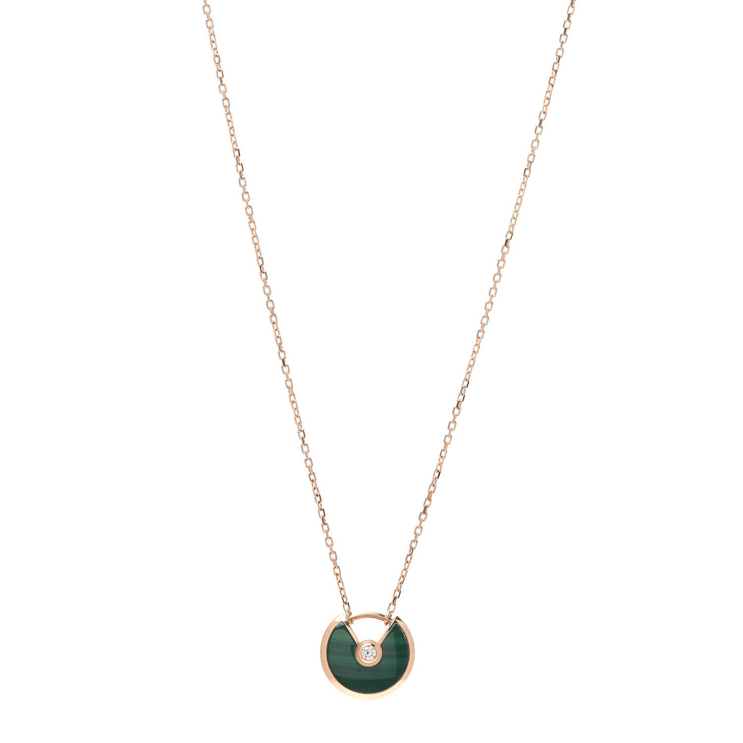 Cartier 18K Pink Gold Diamond Malachite XS Amulette de Cartier Pendant Necklace 1 of 5