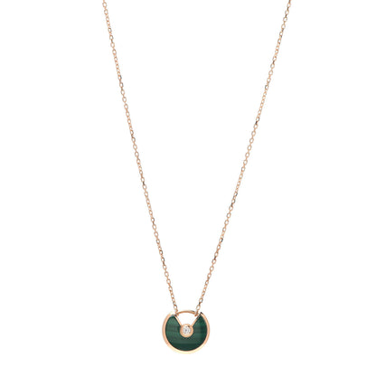 Cartier 18K Pink Gold Diamond Malachite XS Amulette de Cartier Pendant Necklace 1 of 5