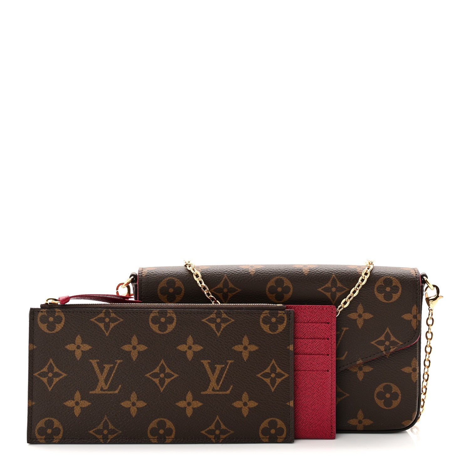 Louis Vuitton Monogram Pochette Felicie Chain Wallet Fuchsia 5 of 21