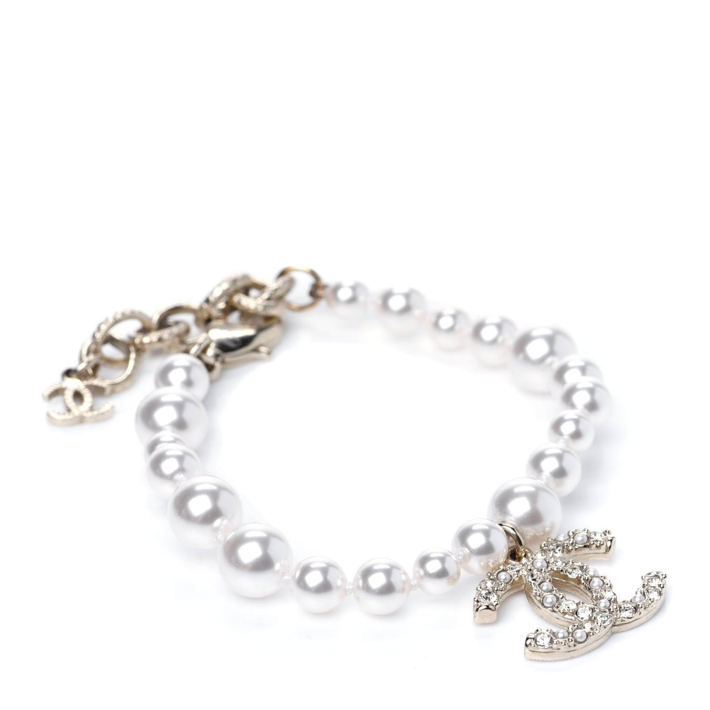 Pearl Crystal CC Bracelet Gold