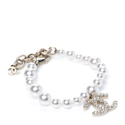 Chanel Pearl Crystal CC Bracelet Gold 1 of 7