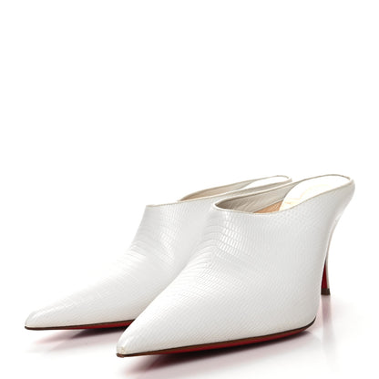 Christian Louboutin Calfskin Lizard Embossed Quart 80 Mules 37 White 3 of 11