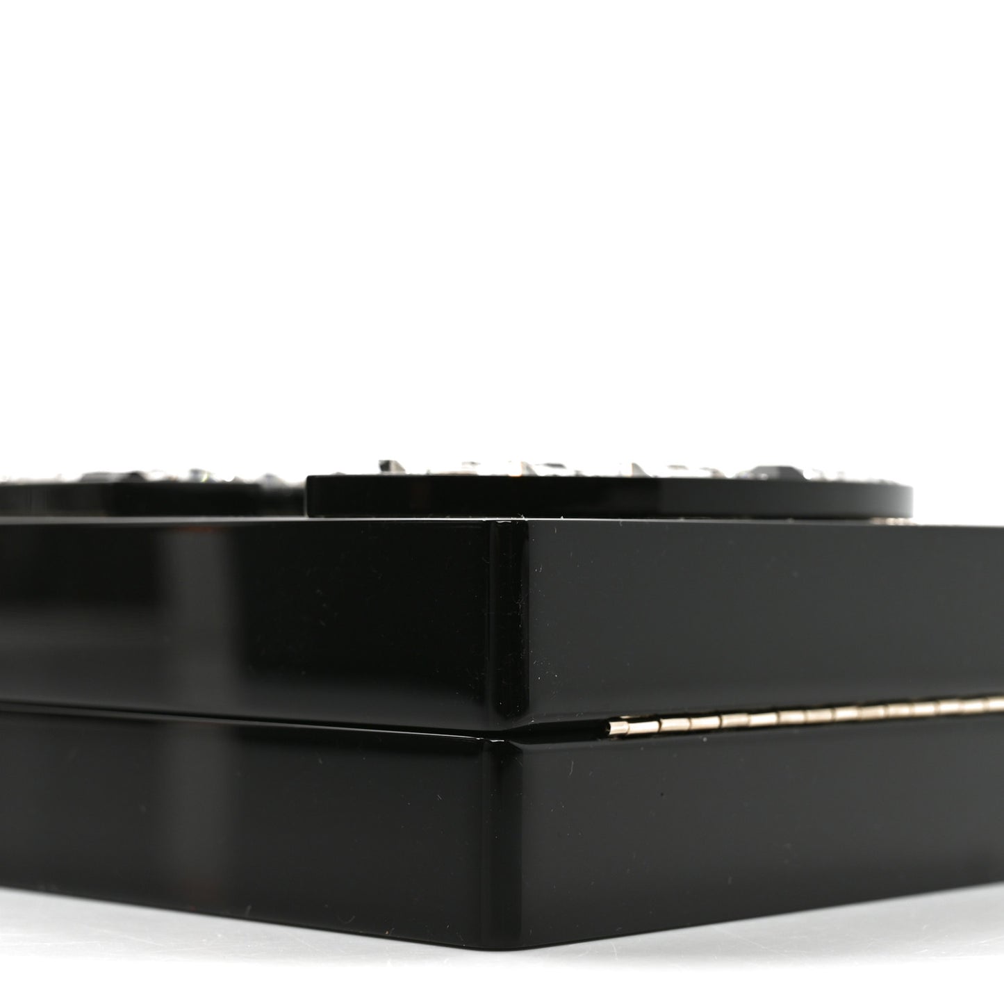 Plexiglass Strass Mosaic No 5 Minaudiere Clutch Black Gold
