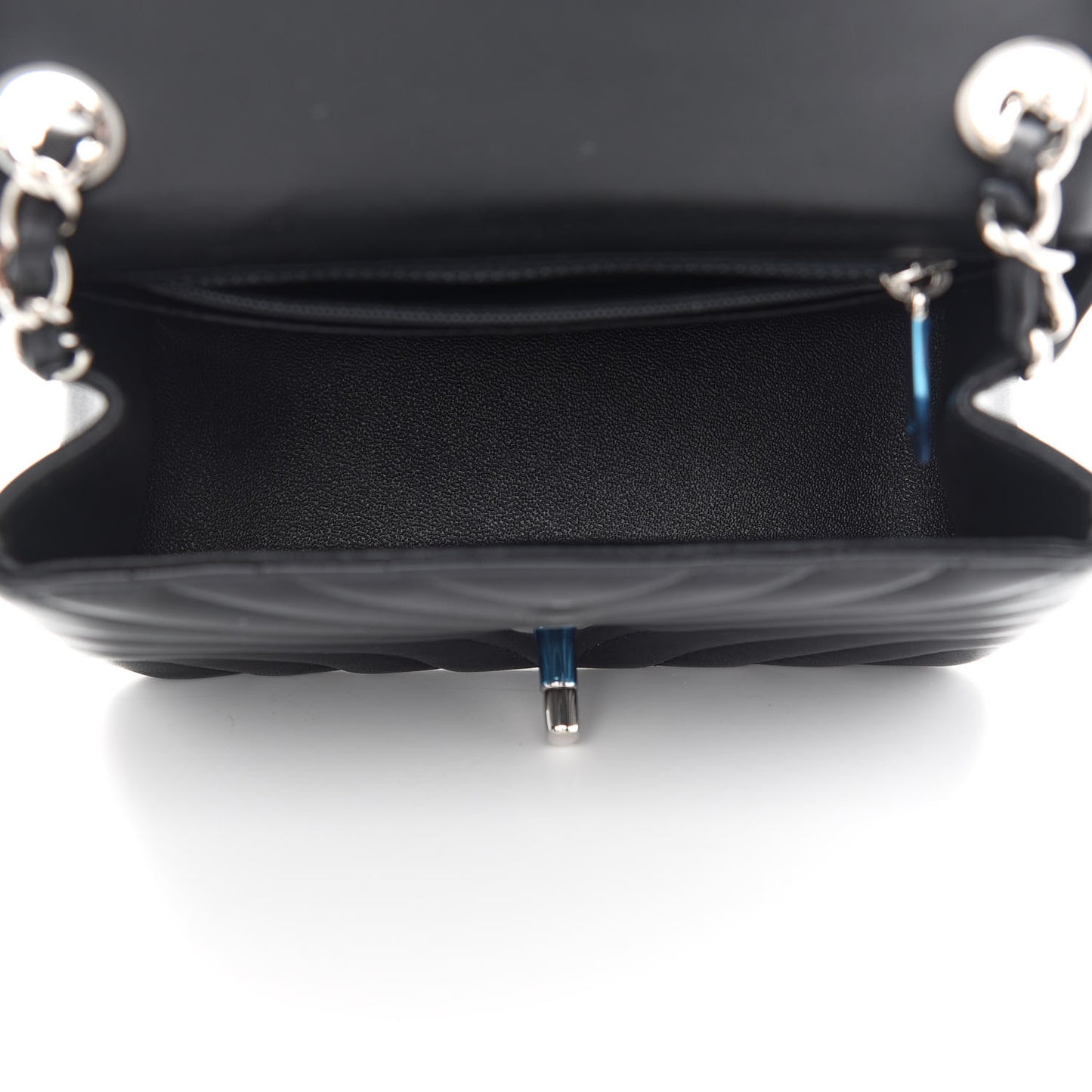 Lambskin Chevron Quilted Mini Square Flap Black