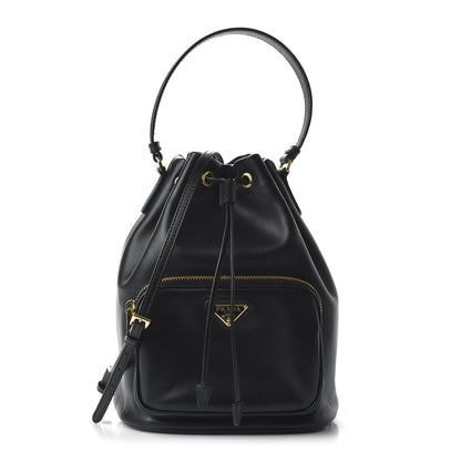 Prada Light Calfskin Saffiano Mini Bucket Crossbody Bag Black 1 of 10
