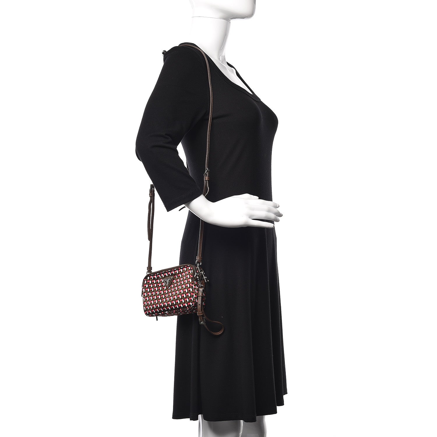 Prada Tessuto Stampato Nylon Otta Print Convertible Crossbody Wristlet Rosa 2 of 10