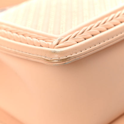 Chanel Calfskin Chevron Quilted Medium Braided Boy Flap Beige 9 of 15
