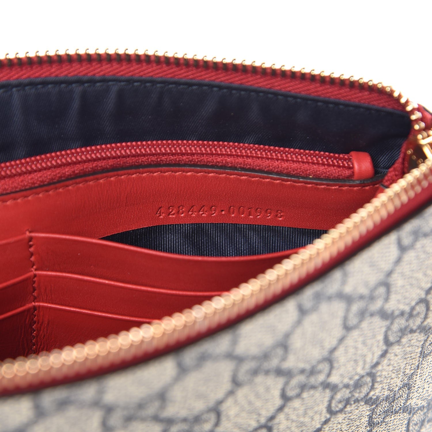 Gucci GG Supreme Monogram Wrist Wallet Beige Hibiscus Red 7 of 7