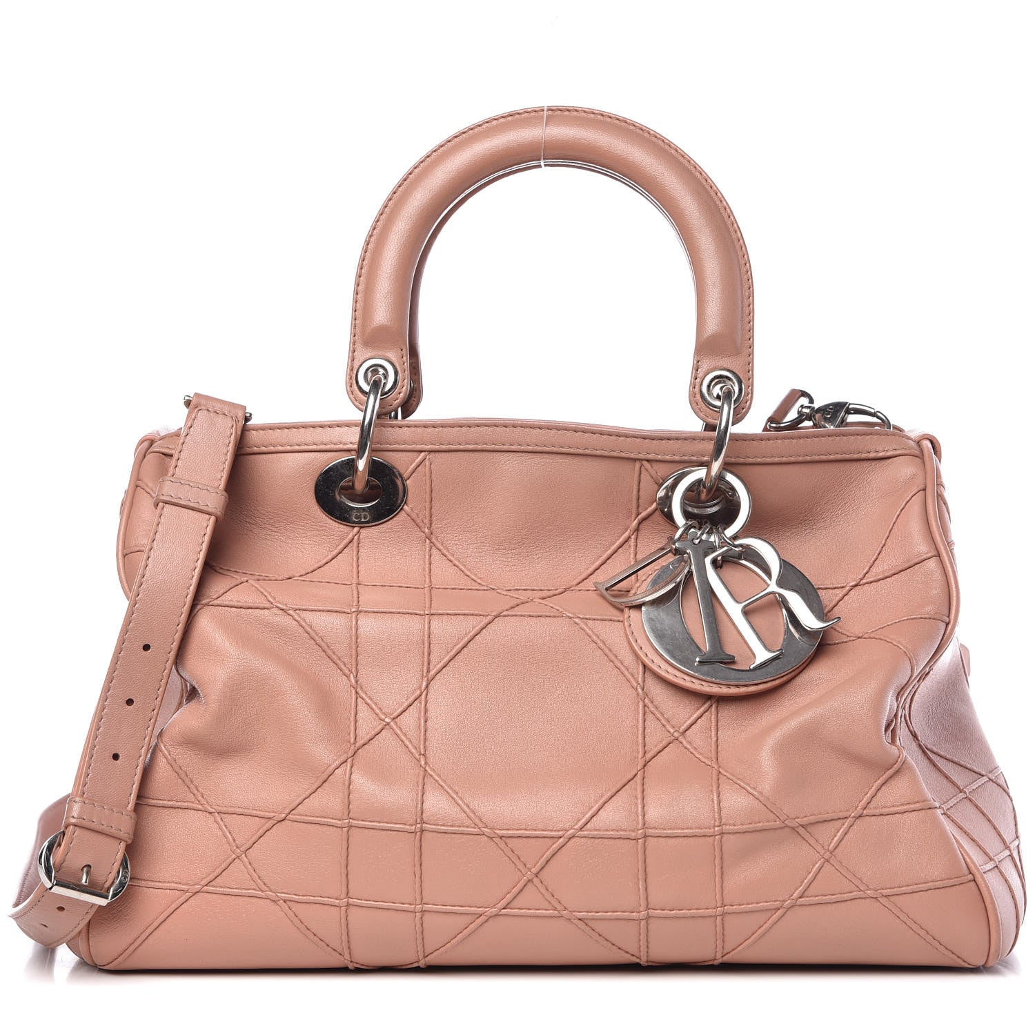 Christian Dior Lambskin Cannage Granville Polochon Bois de Rose 1 of 17