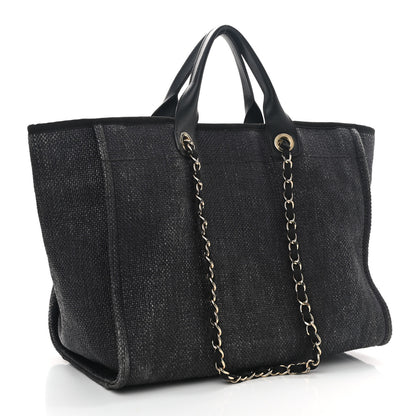 Chanel Woven Straw Raffia Large Deauville Tote Dark Blue 2 of 10