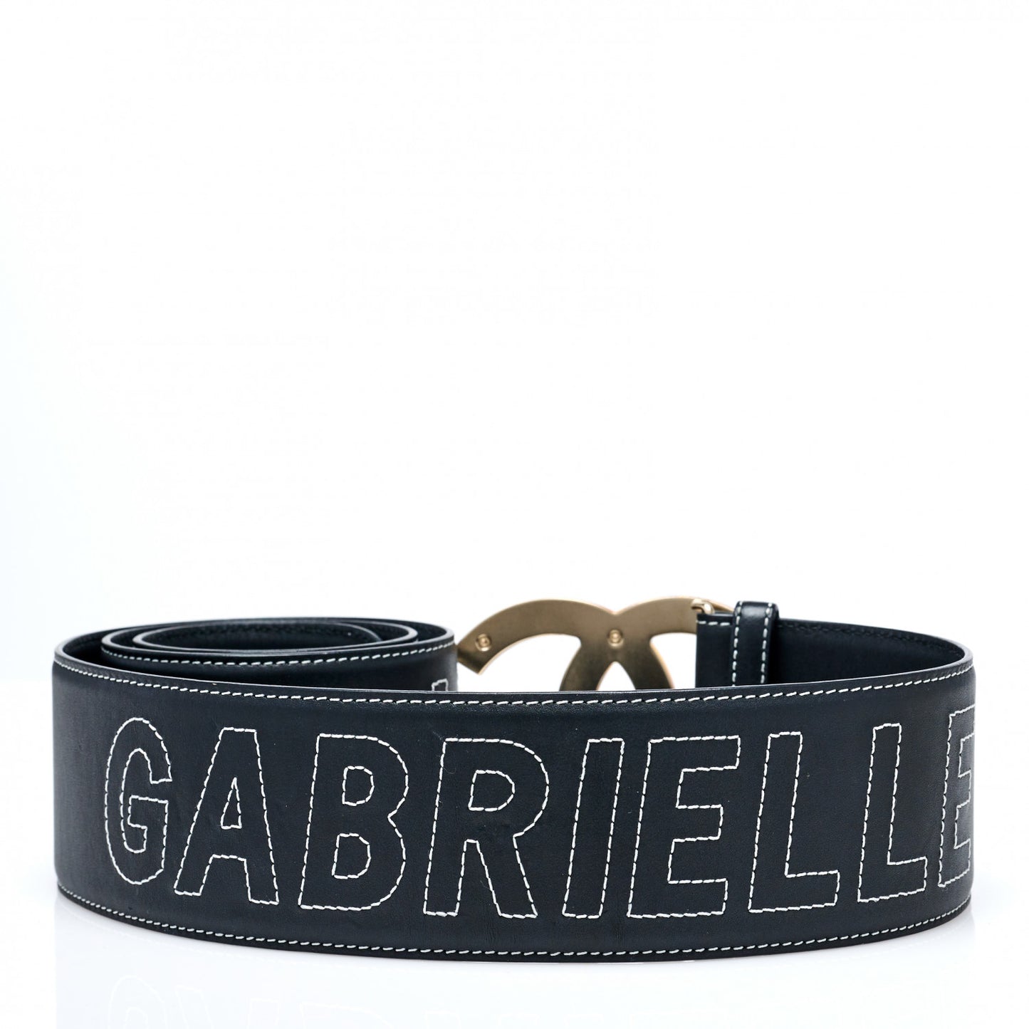 Calfskin Resin Gabrielle CC Logo Belt 95 38 Black White