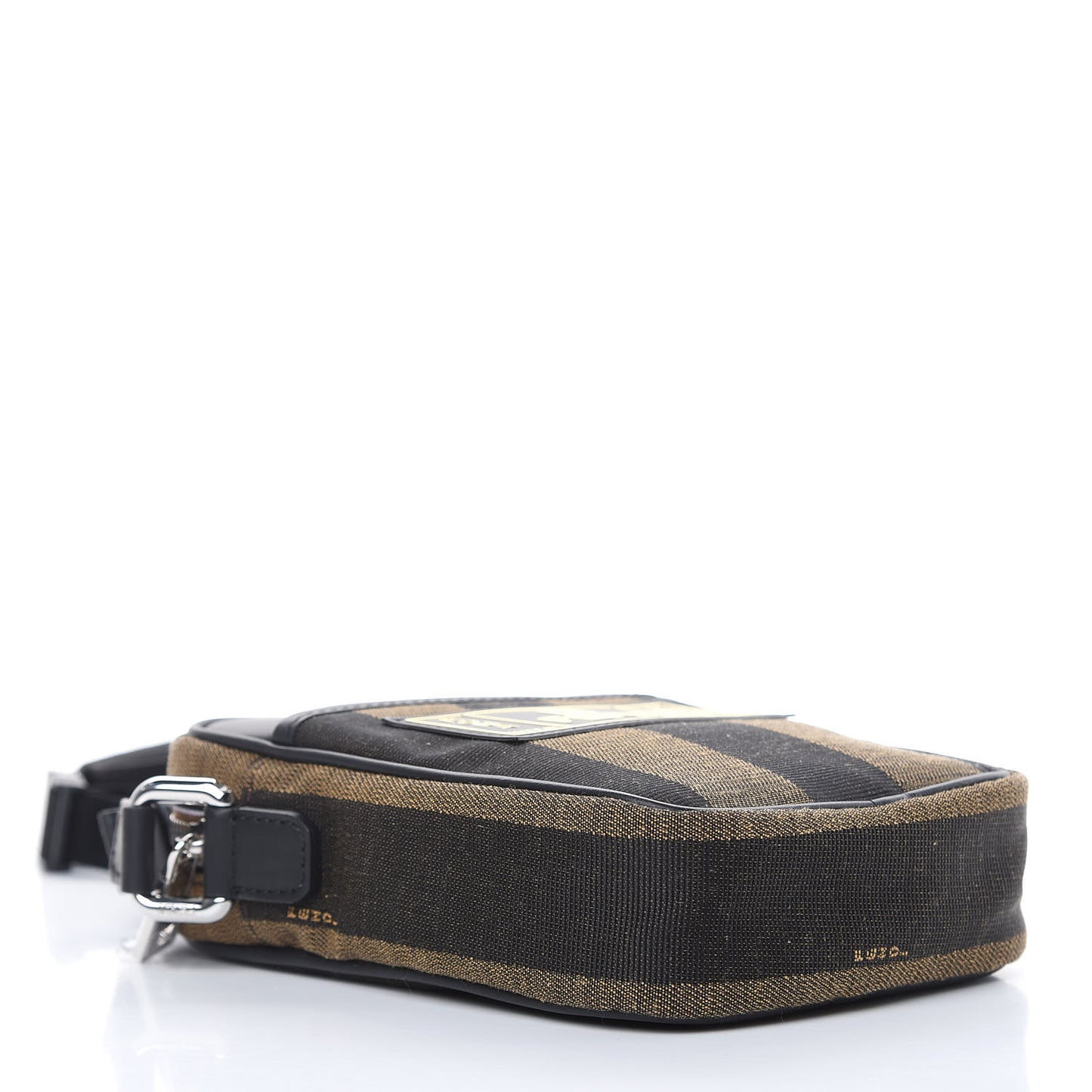 Jacquard Vitello Century Pequin Logo Plate Small Crossbody Messenger Tobacco Moro Black
