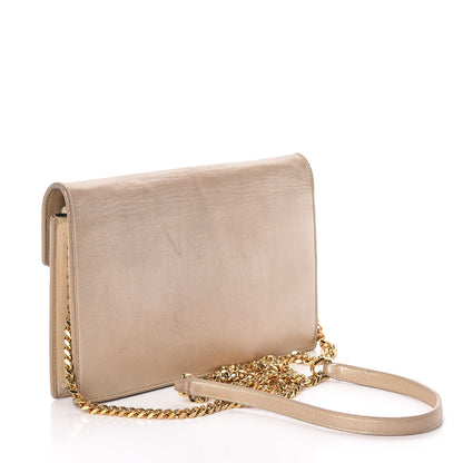 Saint Laurent Metallic Fabric Monogram Envelope Chain Wallet Light Gold 3 of 18