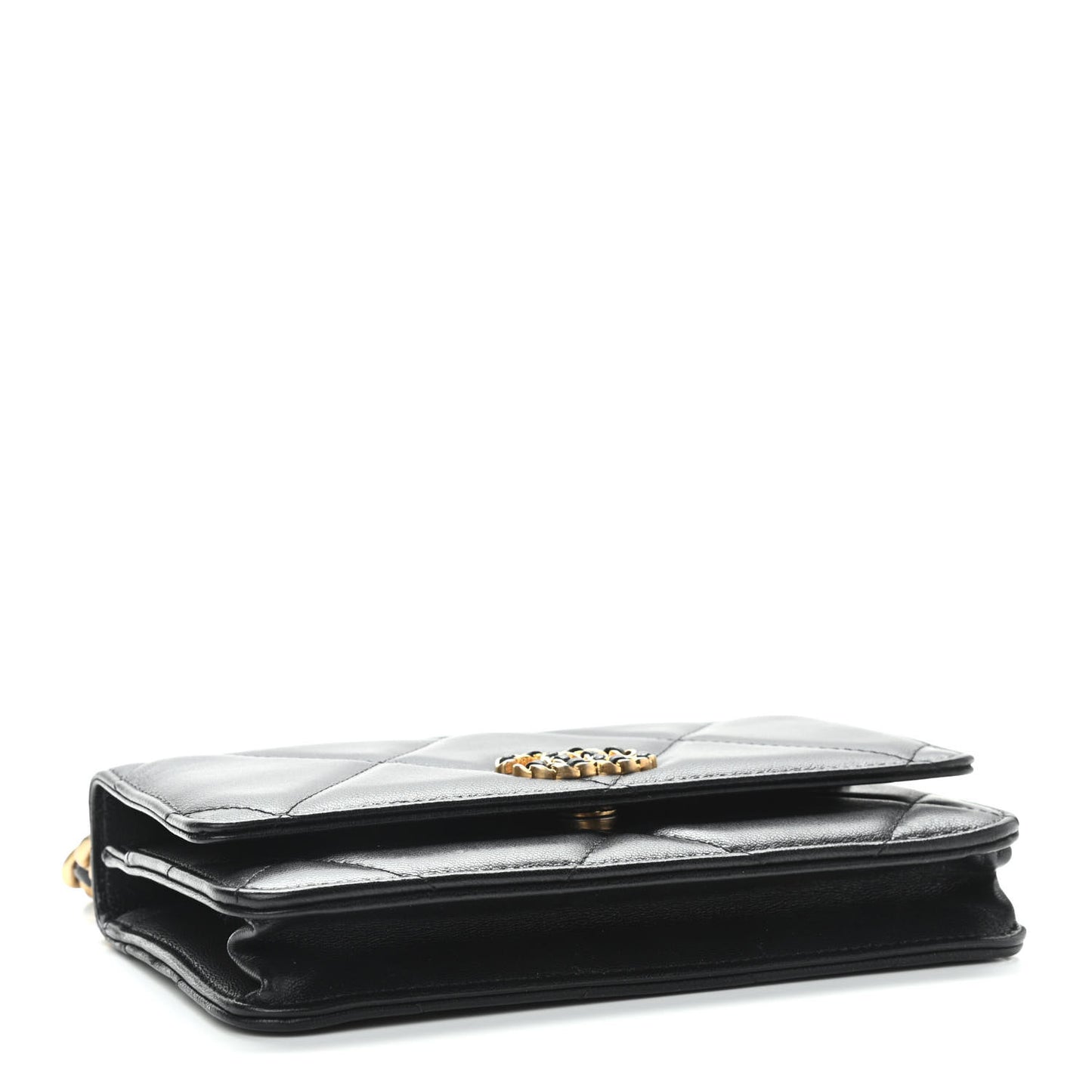 Lambskin Quilted Chanel 19 Wallet On Chain WOC Black