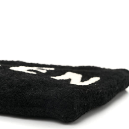 Balenciaga Sheepskin Shearling Contrasted Logo Large Zip Pouch Black 10 of 10