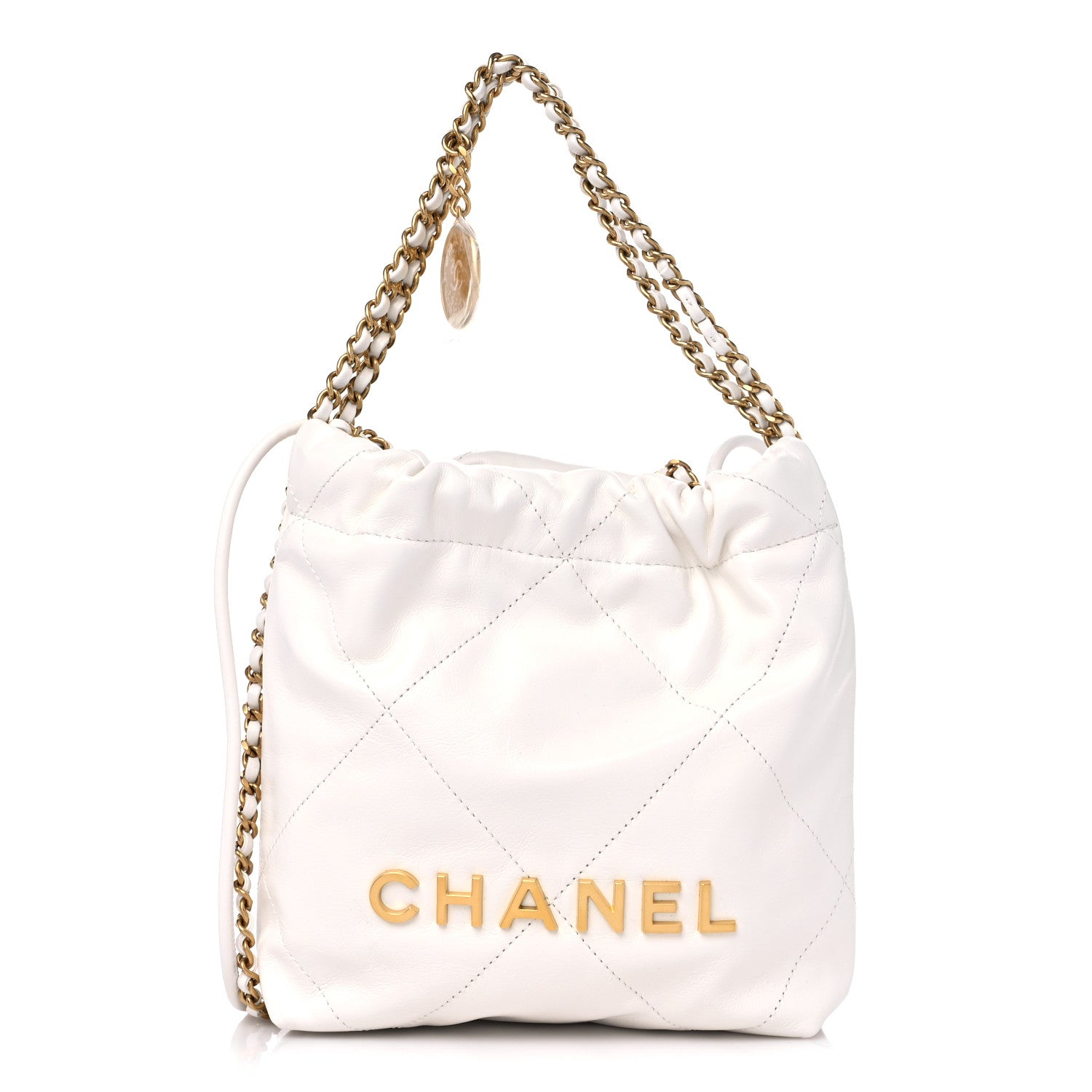 Chanel Shiny Calfskin Quilted Mini Chanel 22 White 1 of 10