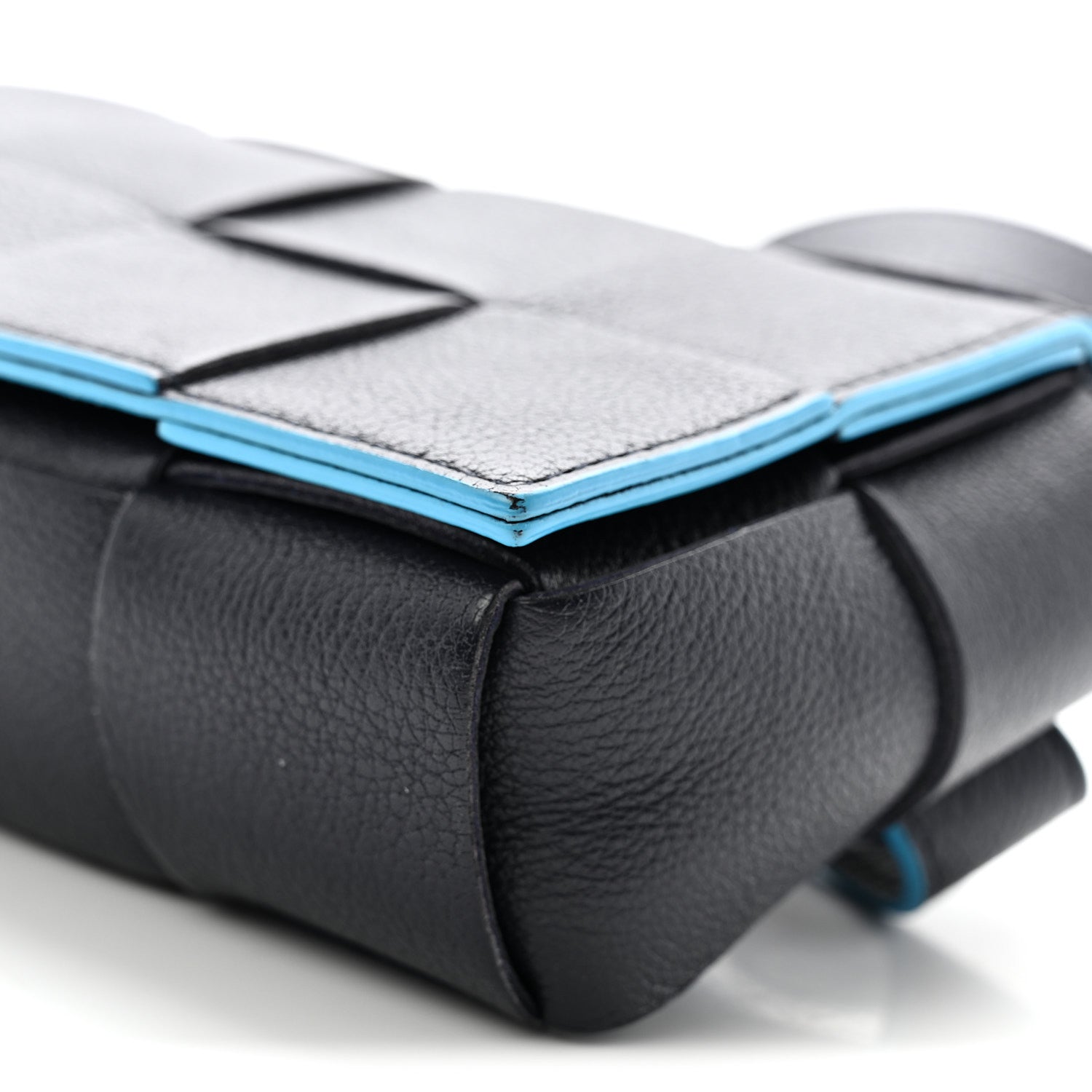 Bottega Veneta Grained Calfskin Intrecciato Cassette Belt Bag Deep Blue Pool 9 of 10