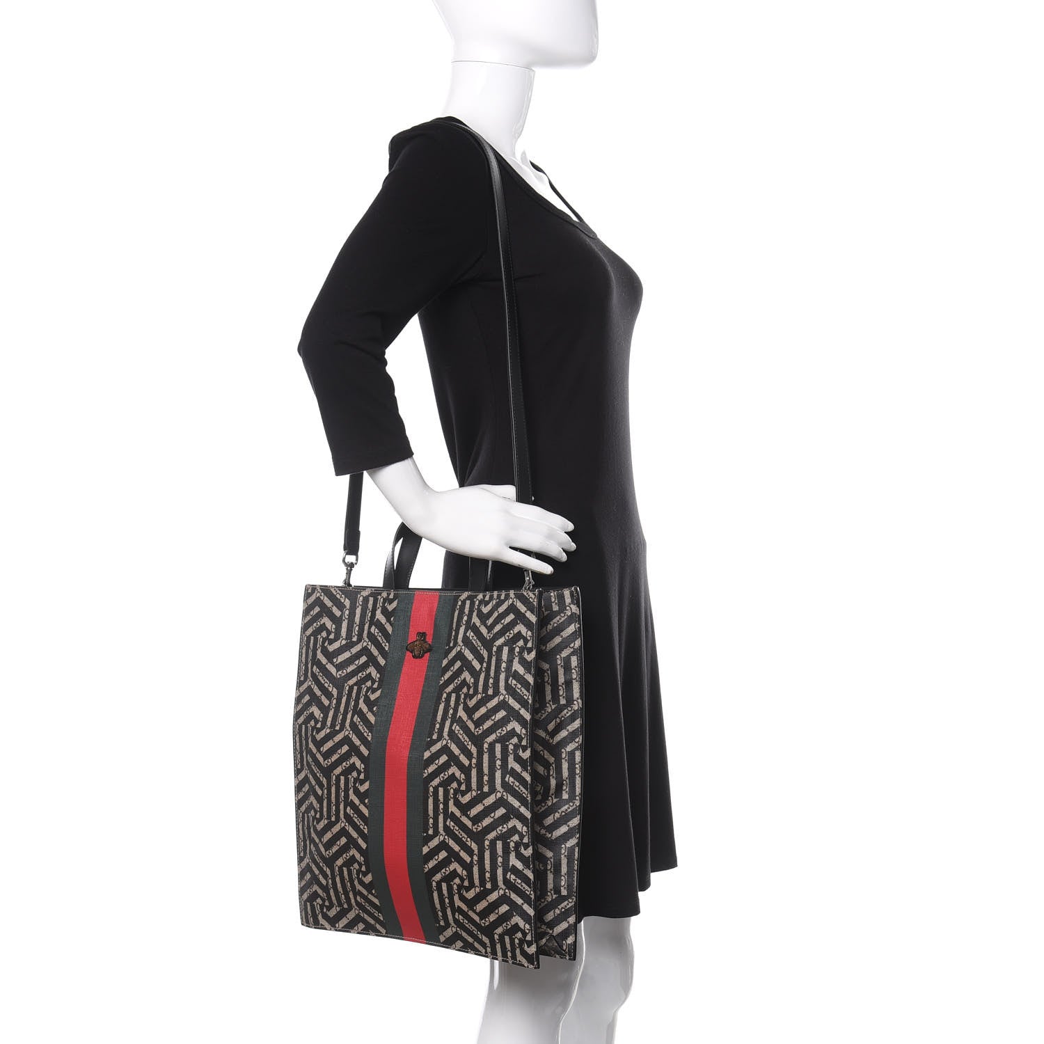 Gucci GG Supreme Monogram Caleido Web Vertical Tote Black 2 of 10
