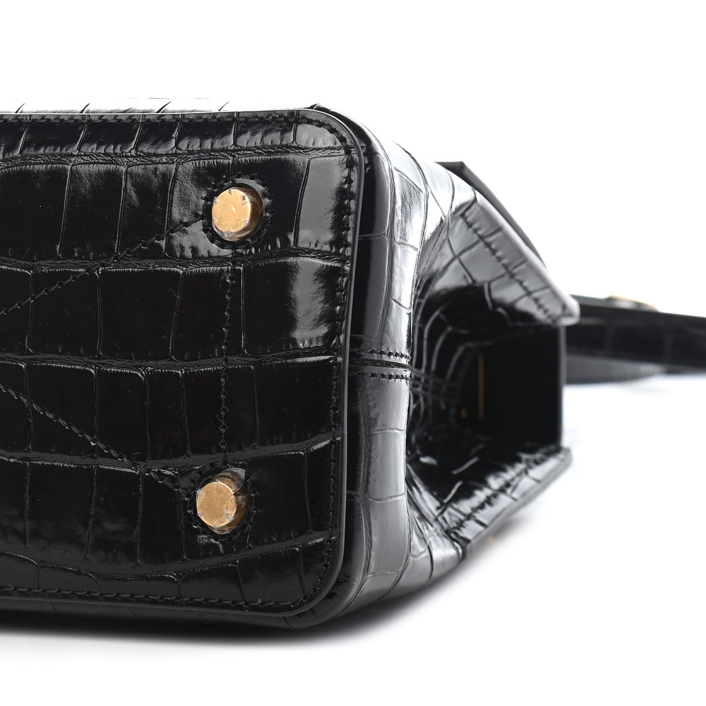 Calfskin Crocodile Embossed Mini Seaton Black