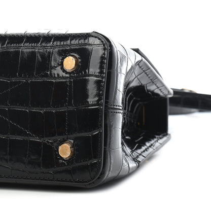 Mulberry Calfskin Crocodile Embossed Mini Seaton Black 8 of 8