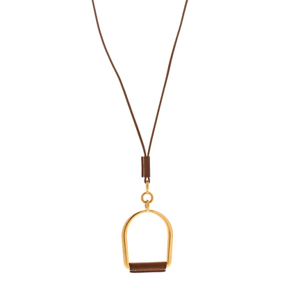 Hermes Barenia Heritage Equestre Pendant Necklace Gold 1 of 6