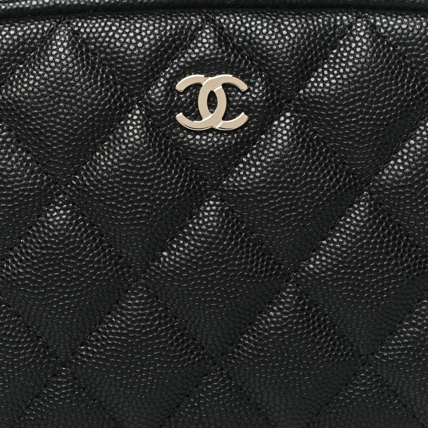 Caviar Quilted Small Curvy Pouch Cosmetic Case Black