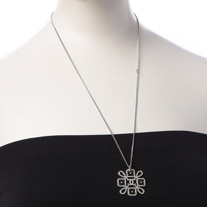 Chanel Crystal CC Pendant Necklace Silver 2 of 6