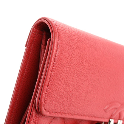 Chanel Grained Calfskin Quilted CC Box Flap Wallet Red 13 of 17