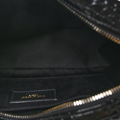 Saint Laurent Patent Calfskin Crocodile Embossed Monogram Lou Camera Bag Black 5 of 11