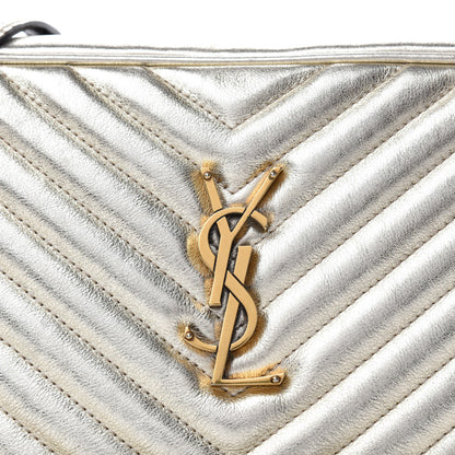 Saint Laurent Metallic Calfskin Matelasse Monogram Lou Camera Bag Platino 10 of 11