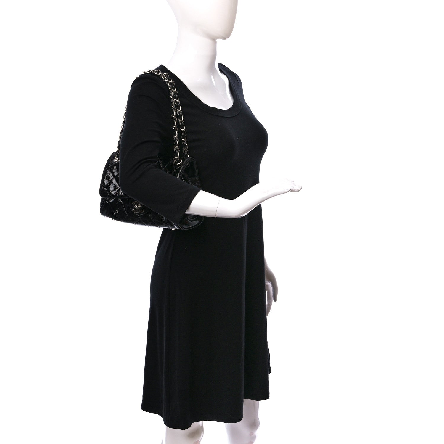 Chanel Distressed Patent Quilted Single Flap Bag Black 2 of 9