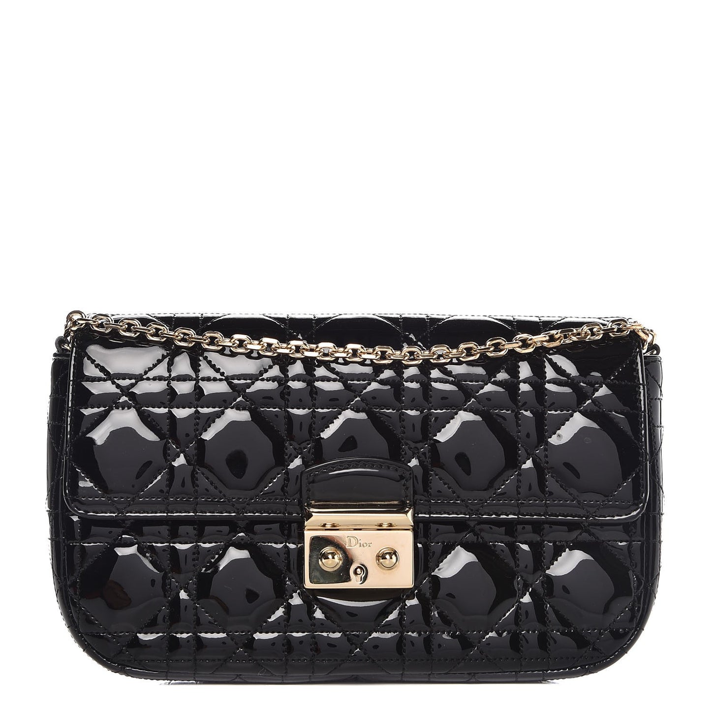 Patent Cannage Miss Dior Promenade Pouch Black