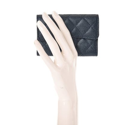 Chanel Metallic Caviar Quilted Card Holder Blue 2 of 10