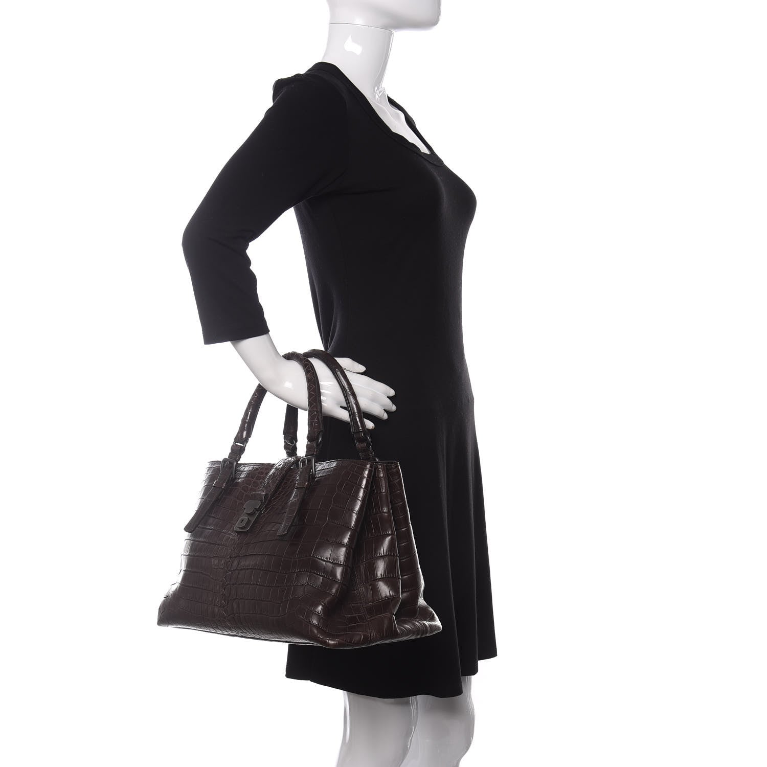 Bottega Veneta Soft Crocodile Fume Medium Roma Tote Edoardo 2 of 10